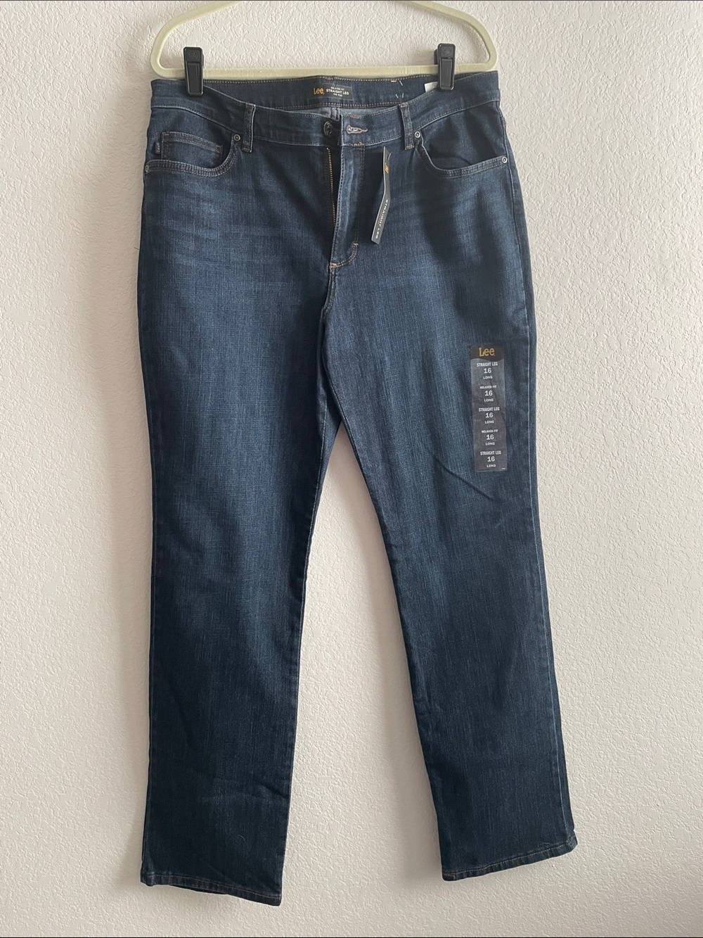Lee Navy Blue Straight Leg Jeans Womens Size 16 Long NWT